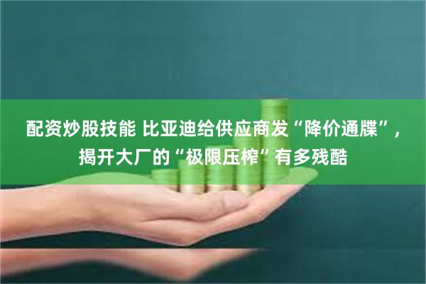 配资炒股技能 比亚迪给供应商发“降价通牒”，揭开大厂的“极限压榨”有多残酷